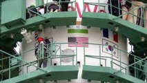 On the Soyuz rocket, Russia removes the US, UK, and Japan flags, but keeps India's Tricolor intact