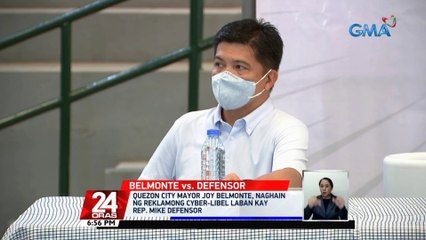 QC Mayor Joy Belmonte, naghain ng reklamong cyber-libel laban kay Rep. Mike Defensor | 24 Oras