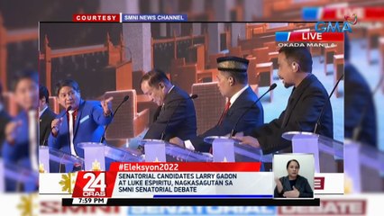 Senatorial candidates Larry Gadon at Luke Espiritu, nagkasagutan sa SMNI Senatorial Debate | 24 Oras