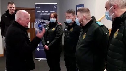 Frank Kelly meets the Nissan worker and paramedics who saved his life