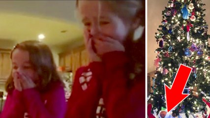 Des fillettes reçoivent la plus belle des surprises au pied du sapin