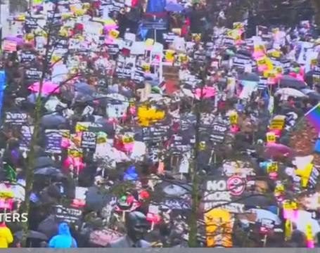 Demonstrators gather in London to protest Trump immigration order