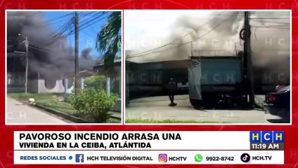 ¡Voraz incendio arrasa viviendas en La Ceiba!