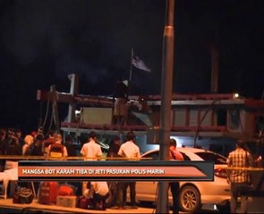 Mangsa bot karam tiba di jeti Pasukan Polis Marin