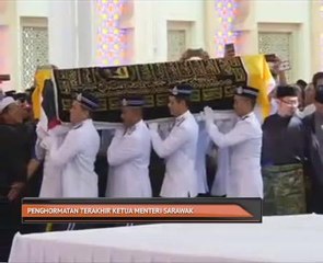 Jenazah Allahyarham Tan Sri Adenan Satem tiba di Masjid Jamek Petra Jaya Kuching