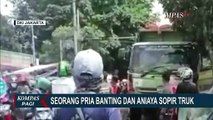 Diduga Karena Tak Sabar Jalanan Macet, Seorang Pria Berbadan Kekar Tega Aniaya Sopir Truk!