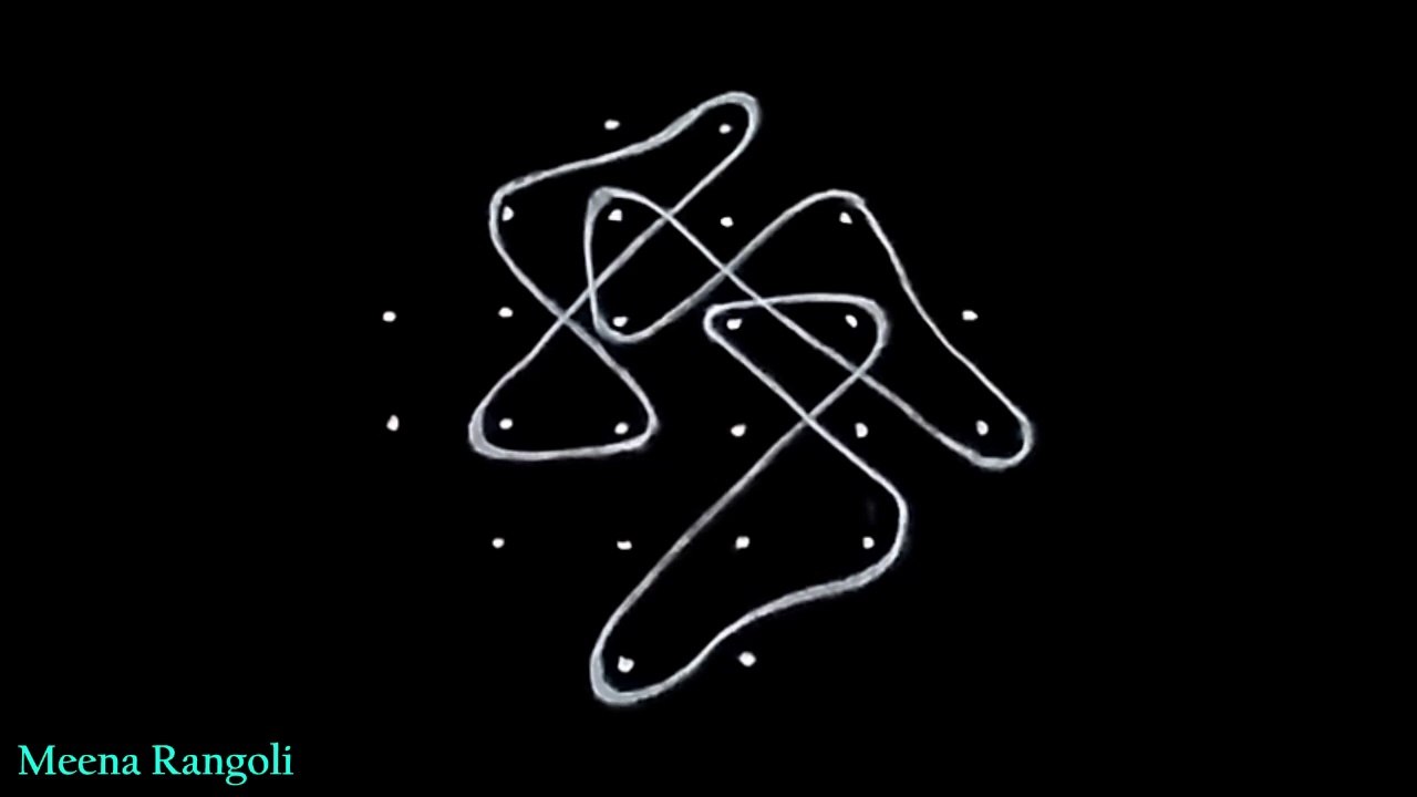 easy melikala rangoli design - easy muthyala muggulu - sikku kolam design - melika muggulu