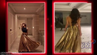 Mouni Roy Gives Traditional Fits A Contemporary Touch in This Stunning Halter Backless Crop Top and Metallic Skirt - Watch Video