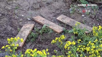 Adana'da mezarlığa gömülmüş cenin bulundu