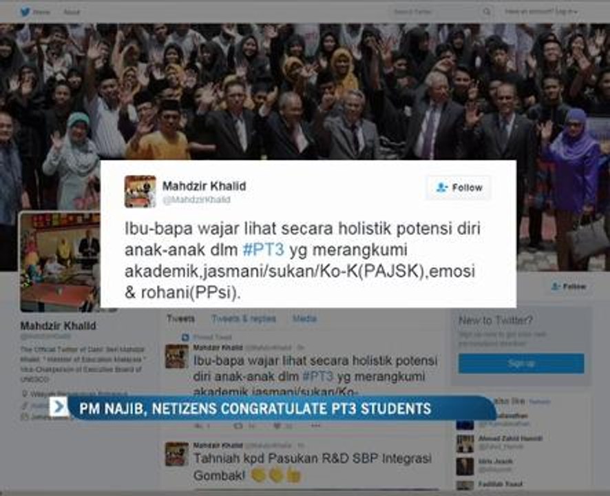 PM Najib, netizens congratulate PT3 students