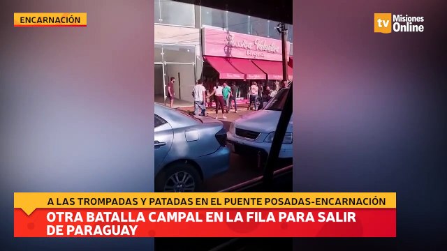 Otra batalla campal en la fila para salir de Paraguay