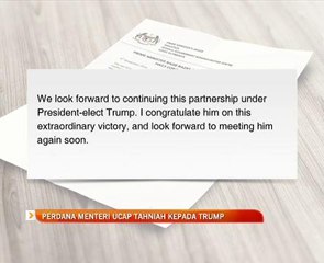 Perdana Menteri ucap tahniah kepada Trump