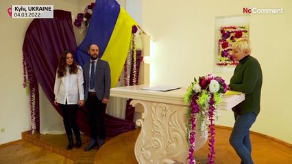 Love triumphed over war Friday for a Ukrainian couple in the capital Kyiv