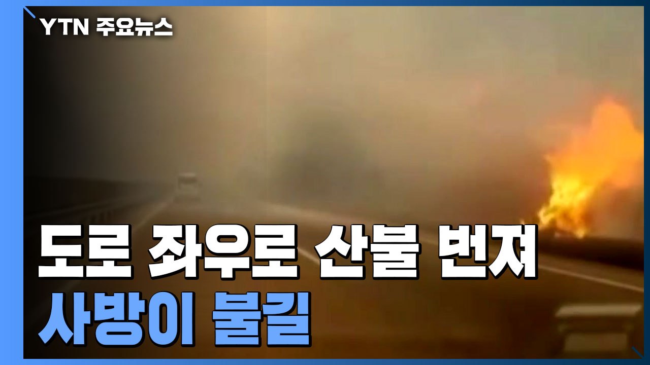 도로 좌우로 번지는 산불...사방이 불길 (제보영상) / YTN