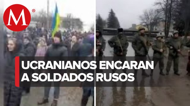 Ciudadanos de Lugansk, Ucrania, se pronuncian contra invasores rusos