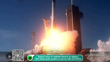 Скачать видео: SpaceX lança 47 satélites Starlink ao espaço_ Elon Musk pede cautela no uso da rede na Ucrânia