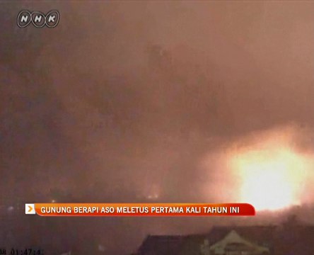 Gunung berapi Aso meletus pertama kali tahun ini
