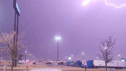 Lightning cracks across the Nebraska sky