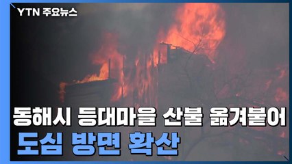 동해시 등대마을 산불 옮겨붙어...도심 방면 확산 / YTN