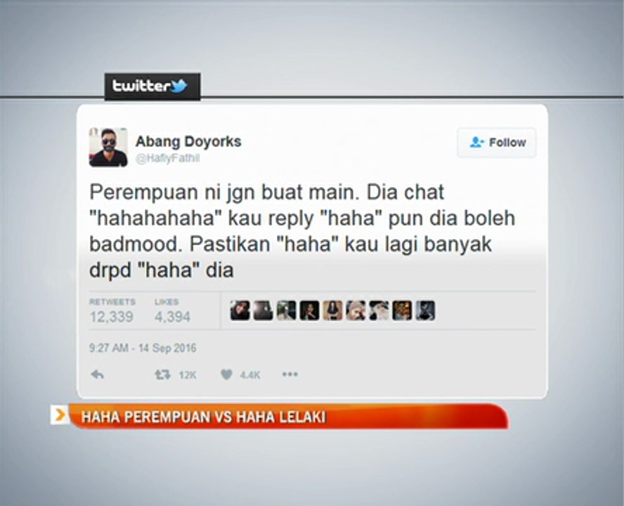 Haha perempuan vs haha lelaki