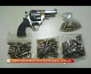Suspek pencuri miliki pistol buatan sendiri, 94 peluru