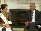 Barack Obama vows to lift Myanmar sanctions as Suu Kyi visits