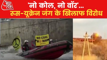 Green Peace activists protest against war in Ukraine