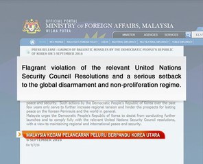 Malaysia kecam pelancaran peluru berpandu Korea Utara