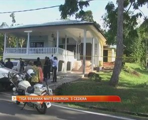 Tiga beranak mati dibunuh, tiga cedera