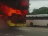 Angry mob sets bus ablaze in northern India
