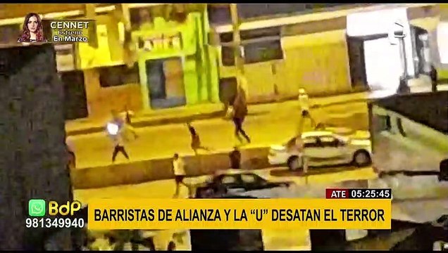 Ate: Barristas de la 'U' y Alianza se enfrentaron con piedras y disparos en la Av. Nicolás Ayllón