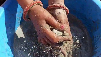 Gritty Sand Cement Chunks Water Crumble Cr: ASMR fun with sand