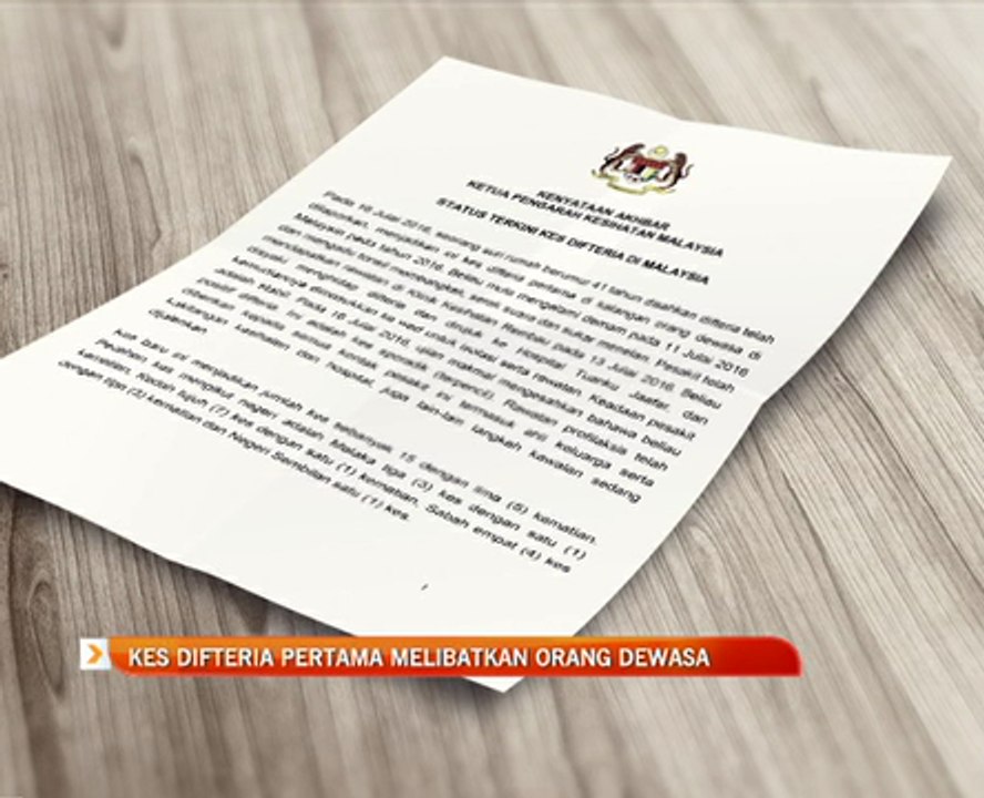 Kes Difteria pertama melibatkan orang dewasa