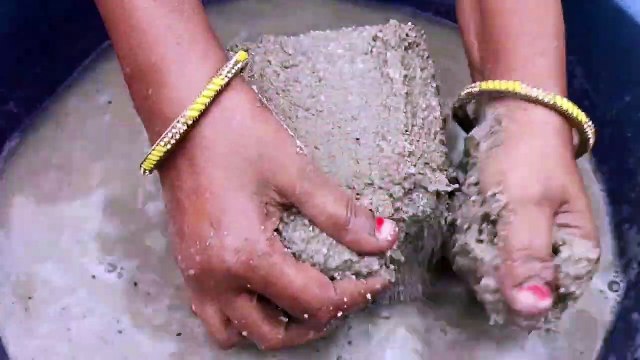 Gritty Sand Cement Blocks Water Dip Crumbles Cr: ASMR fun with sand❤