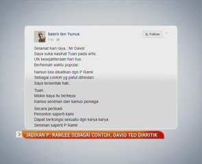 Jadikan P. Ramlee sebagai contoh, David Teo dikritik