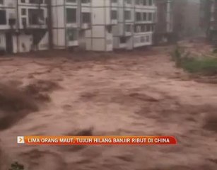 Lima orang maut, tujuh hilang banjir ribut di China