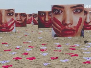 Anti-rape exhibit on display at Rio's Copacabana beach