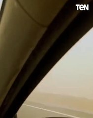 عاصفة ترابية شديدة علي طريق جنيفة بالسويس