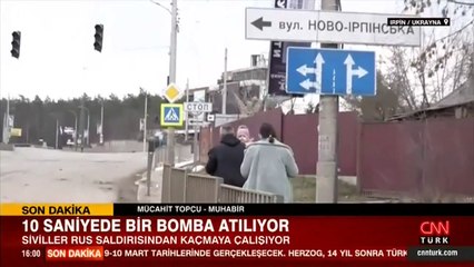 Irpin'de çatışma anı canlı yayına yansıdı