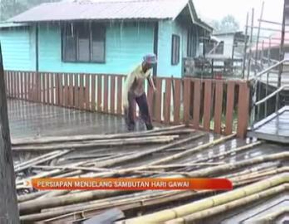 Persiapan menjelang sambutan Hari Gawai