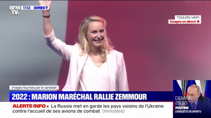 L'arrivée de Marion Maréchal au meeting d'Éric Zemmour à Toulon, officialisant son ralliement à Reconquête