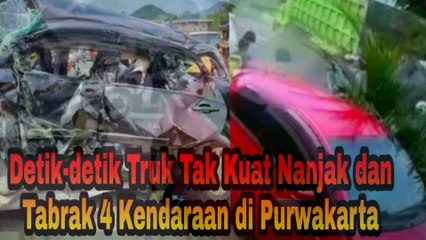 REKAMAN CCTV Detik Detik Truk Melaju Mundur Dan Menerobos 4 Kendaraan Di BelakangNya