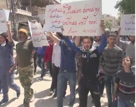 Anti-regime demo in Aleppo as thousands flee fighting