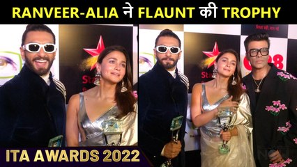Ranveer, Alia & Karan Pose Together On Camera With Their Trophies | ITA Awards 2022