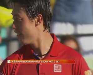 Kei Nishikori benam Gael Monfils dalam aksi 3 set