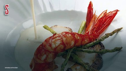 Vídeo Receta: Ajo blanco con carabineros, hongos y espárragos