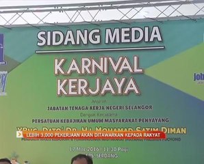 Lebih 3,000 pekerjaan akan ditawarkan kepada rakyat