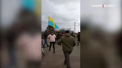 Herson'un Çaplinka bölgesinde sivil halk direniş eylemleri düzenledi