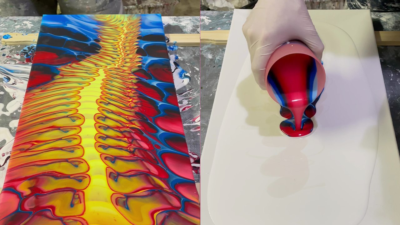 'Artist makes STUNNING, colorful spinal cord artwork via Pour Painting'