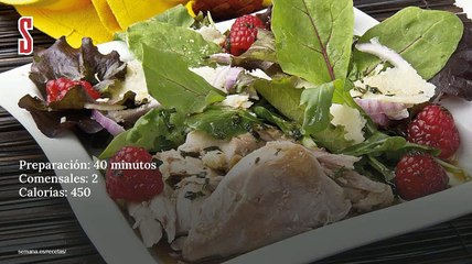 Vídeo Receta: Ensalada de perdiz con pera y frambuesa